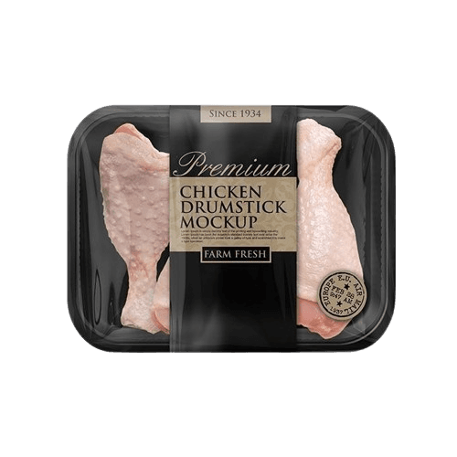 Packaged fresh chicken drumsticks